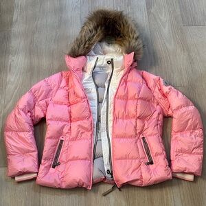 Bogner Pink Quilted Jacket with Fur Trim